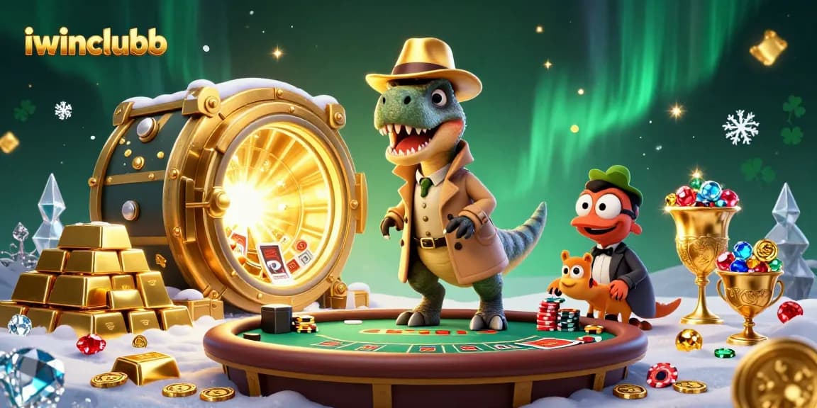 Experience thrilling action at iwinclubb with a cunning velociraptor card counter and treasure-filled scene.