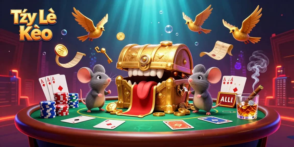 Tỷ Lệ Kèo illuminates a vibrant casino scene with animated creatures and exciting poker dynamics.