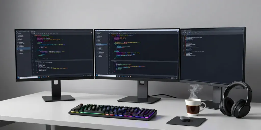 Web application penetration test in a professional developer workspace with advanced coding tools and vibrant ambiance.