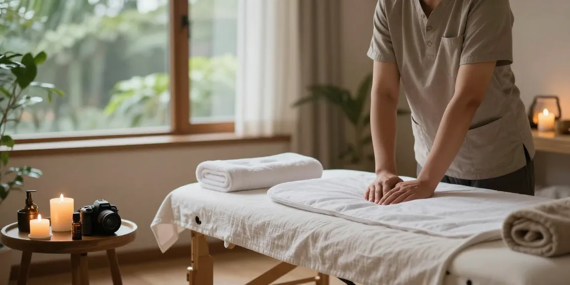 Relaxing 안산출장안마 massage environment with serene colors and calming elements.