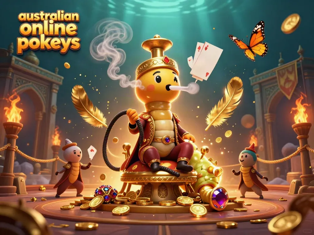 Engage with thrilling australian online pokies in a vibrant 3D illustration showcasing a magical casino scene.