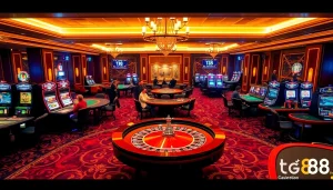 Experience thrilling gambling excitement with tg 88 at a vibrant casino scene featuring poker and roulette.