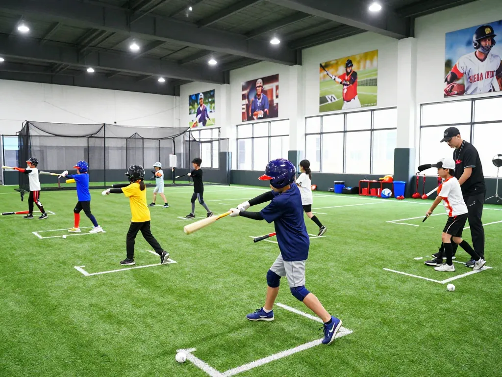 hitclub athletes training in baseball facility with coaches and gear