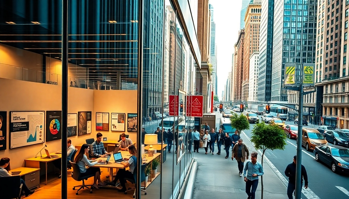 Dynamic web design and development in New York City office bustling with creativity and innovation.