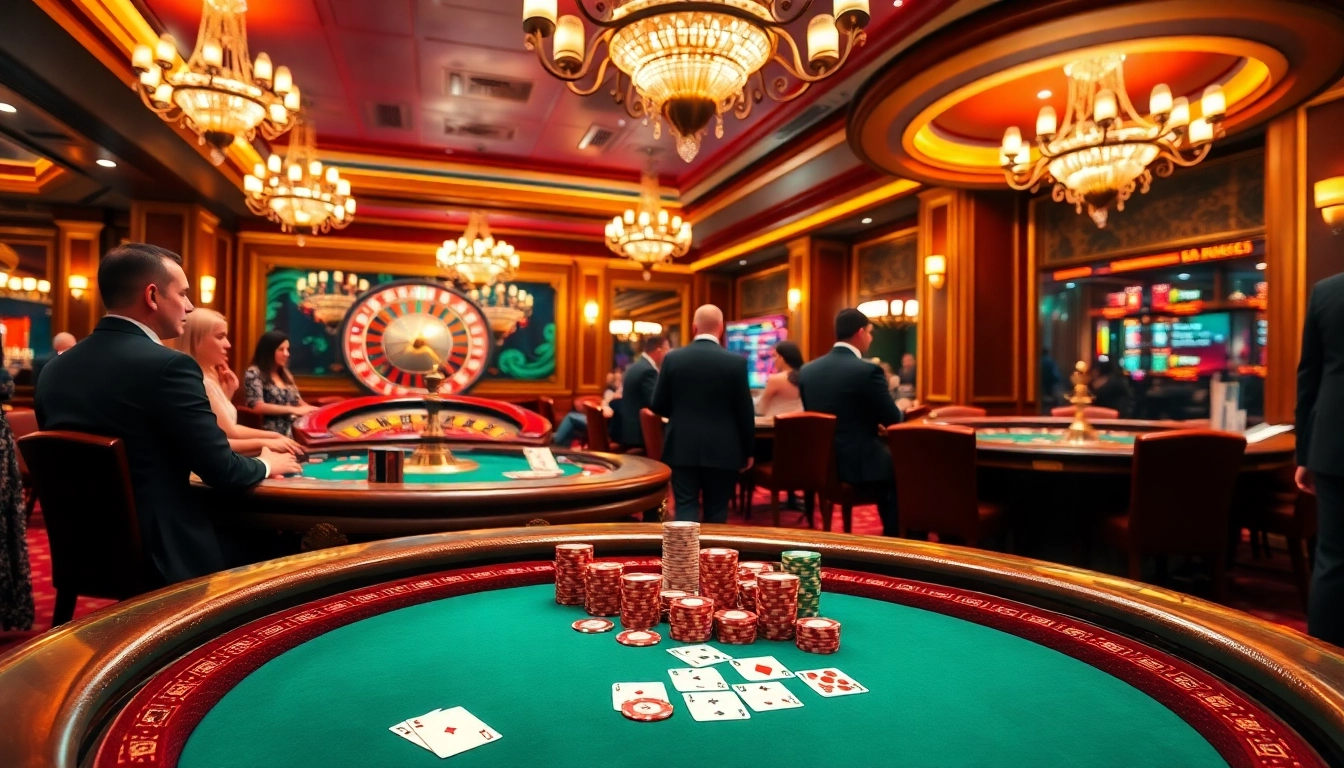 Feel the excitement of a poker game at https://f168.tools/ with vibrant chips and cards in a luxurious casino.