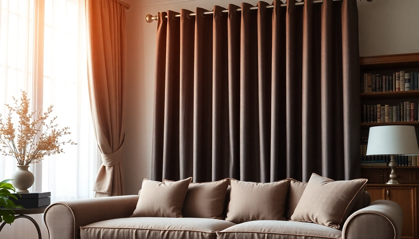 Dikke gordijnstof draped elegantly in een gezellige woonkamer voor een luxe uitstraling.