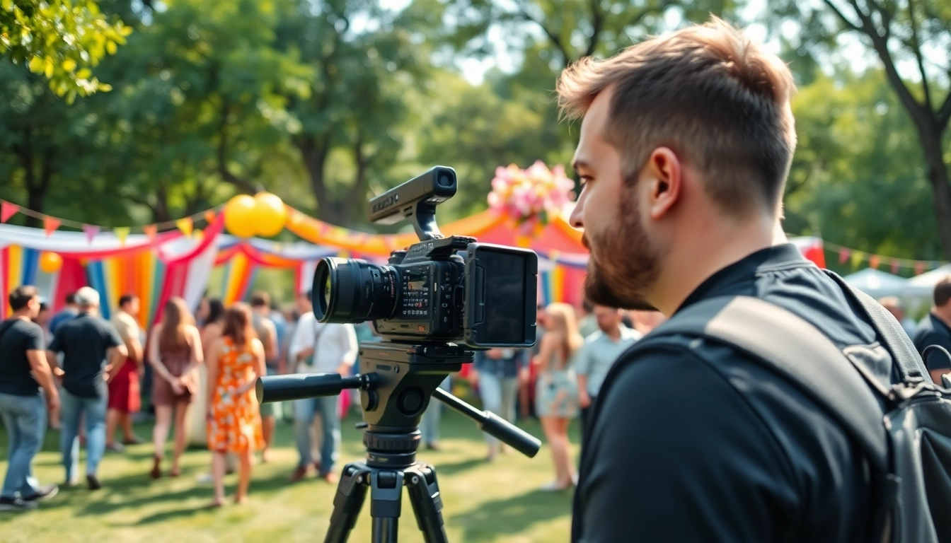 Capture dynamic Event videography with a professional videographer at a vibrant outdoor gathering.