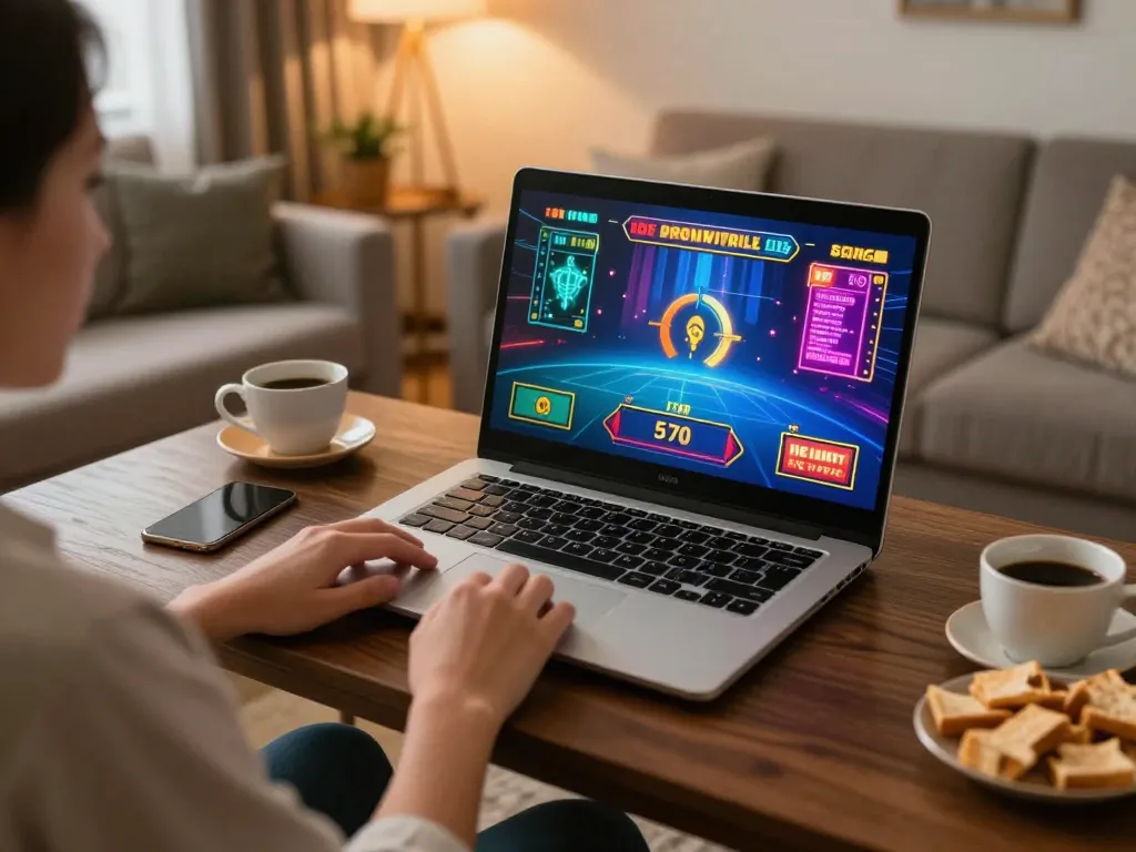 Engaging in an online live dealer game at home with ee88go, showcasing a cozy setup.