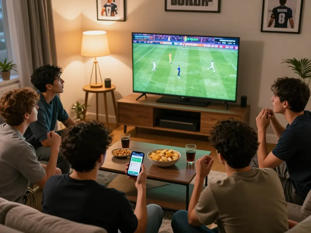 Engaging in sports betting using the SOCOLIVE app during a live match.