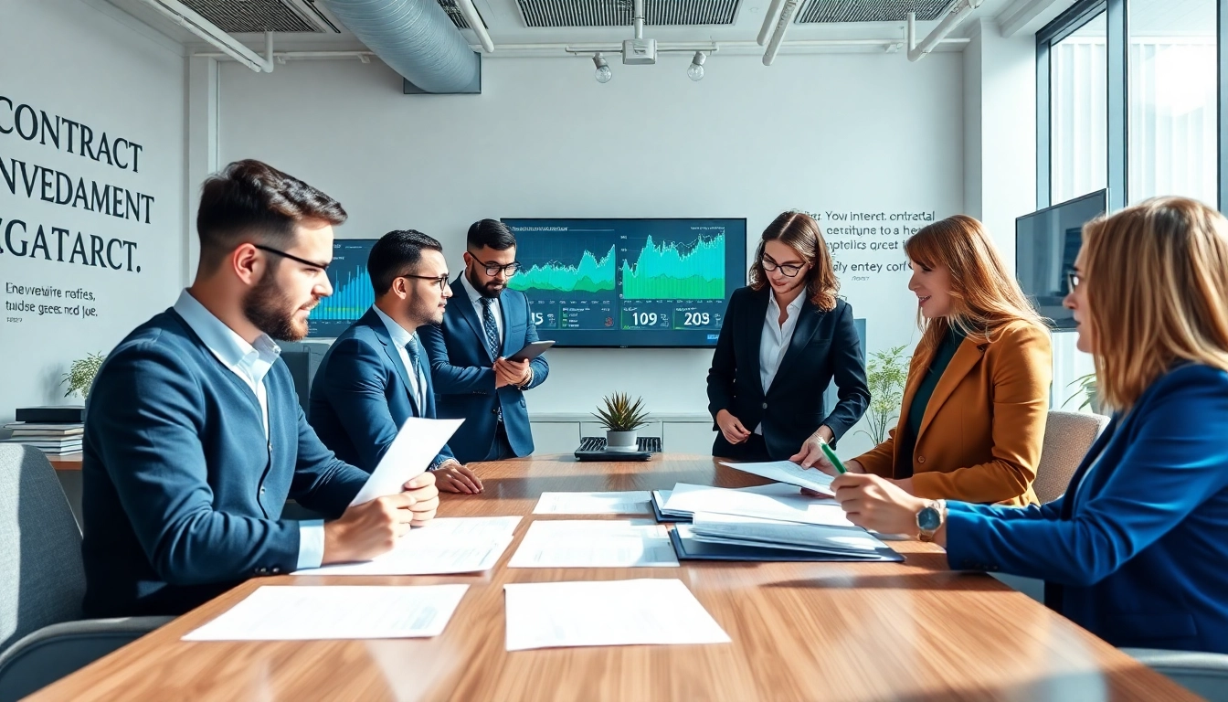 Enhance your Contract Management with a professional team collaborating in a modern office space.