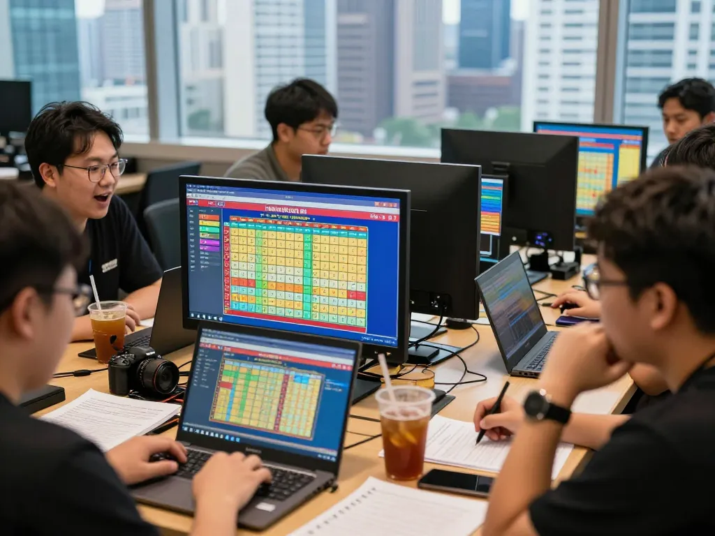 Pemain antusias memeriksa hasil Togel Hongkong HK Hari Ini selama undian langsung.