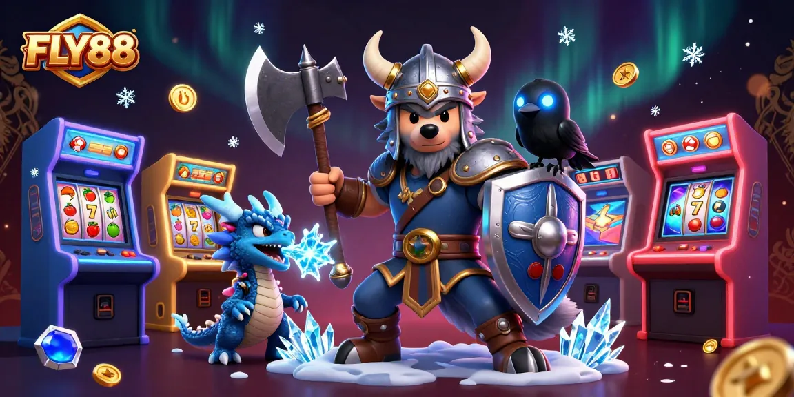 Experience thrilling gaming adventures at FLY88 with Viking wolf, fierce dragon, and arcade elements.