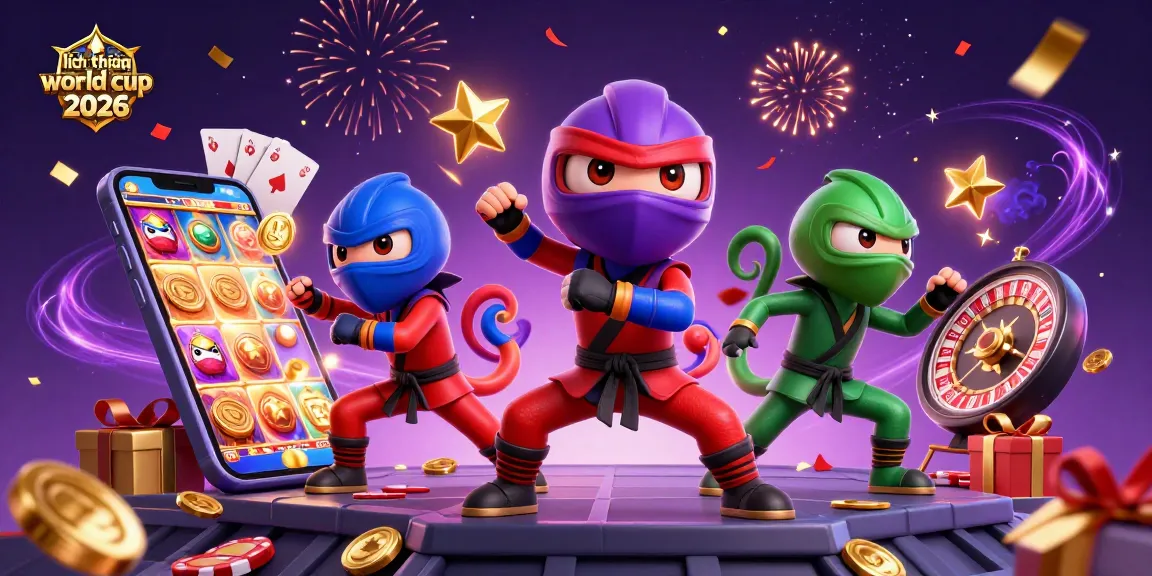 Action-packed illustration of the lịch thi đấu world cup 2026 featuring dynamic characters and gambling elements.
